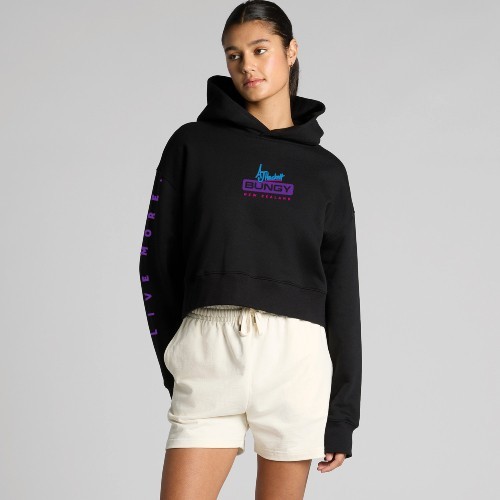 Logo - Relaxed Crop Hoodie - Black